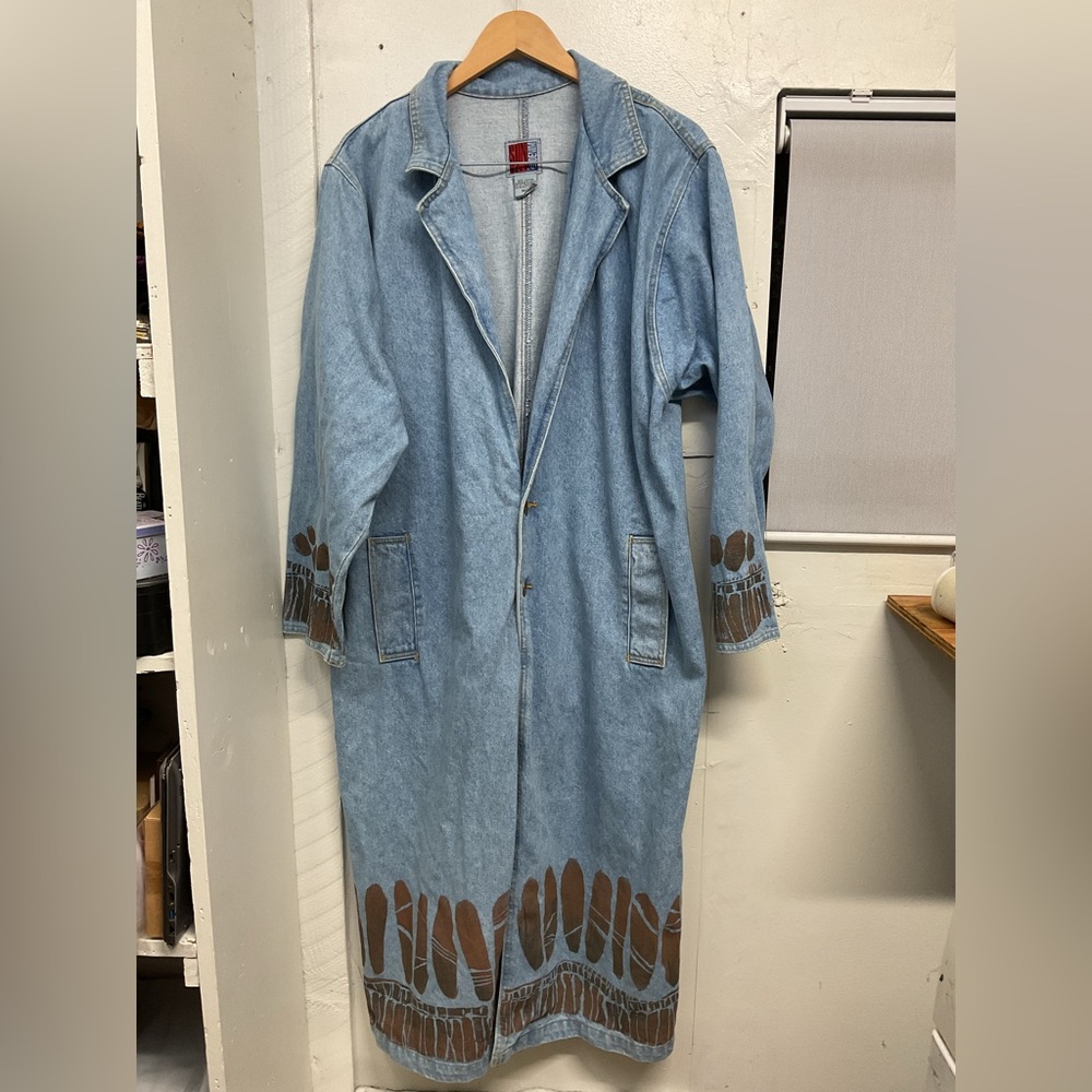 Vintage Oversized Sunbelt Denim Duster Jacket Painted